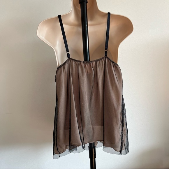Victoria’s Secret Very Sexy Babydoll Top Size M Mesh Tan Black Rhinestone - Picture 5 of 10